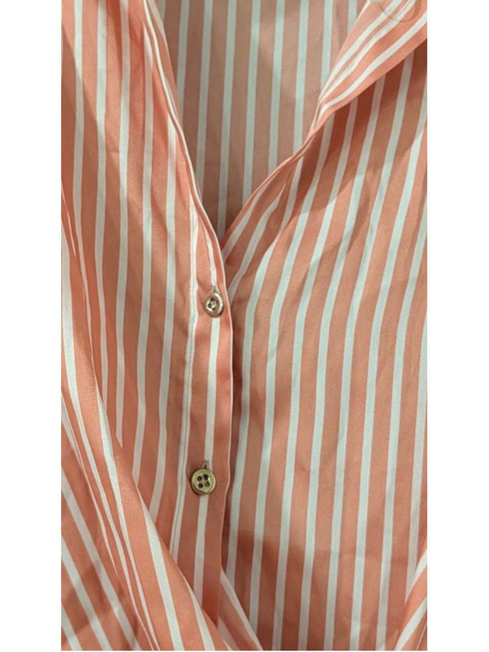 Women's Zara Coral White Striped Long Sleeve Wrap Dress S - Picture 4 of 10